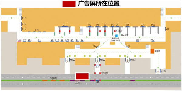 ?？跈C場LED大屏廣告位置圖