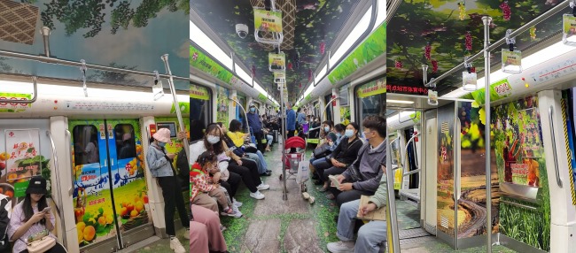 鄭州地鐵全景內(nèi)包車文旅特產(chǎn)投放案例，鄭州地鐵車廂貼廣告價(jià)格